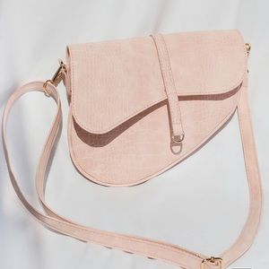 Pink Croc Saddle Cross Body Bag